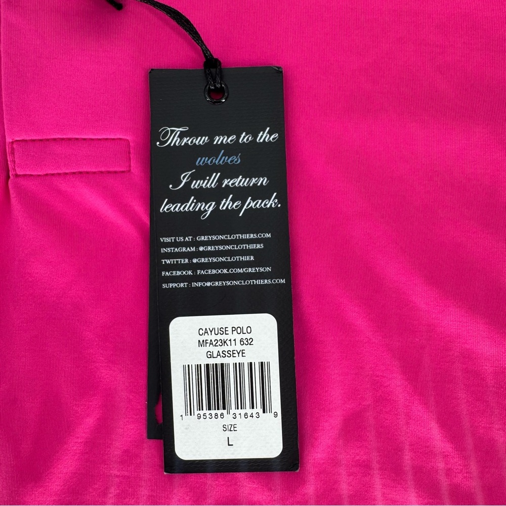 Greyson Men's Large Cayuse Barbie Core Pink Glasseye Short Sleeve Polo NWT - Picture 8 of 8